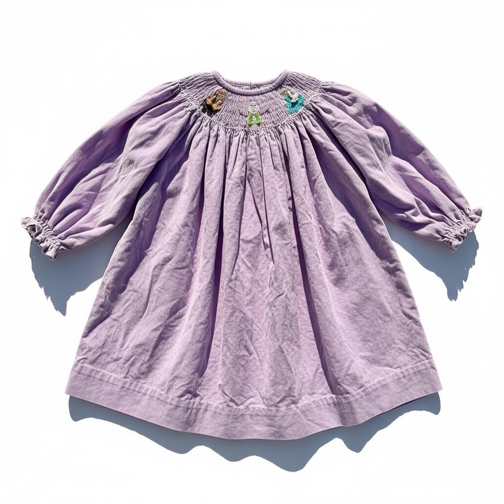 Zuccini Frozen Smocked Lavender Dress Girls 3T - Elsa & Anna, Olof Embroidery